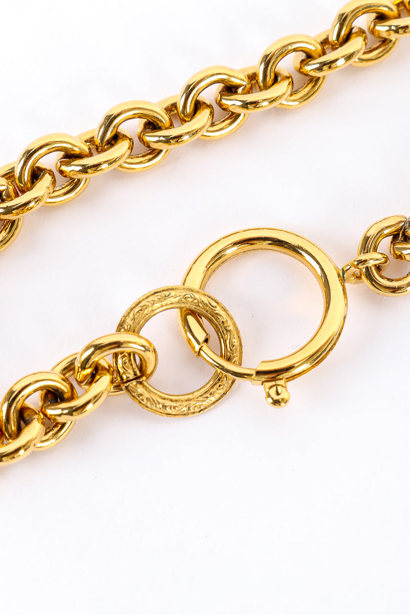 Vintage Chanel Oval CC Pendant Chain Necklace spring ring clasp @recessla
