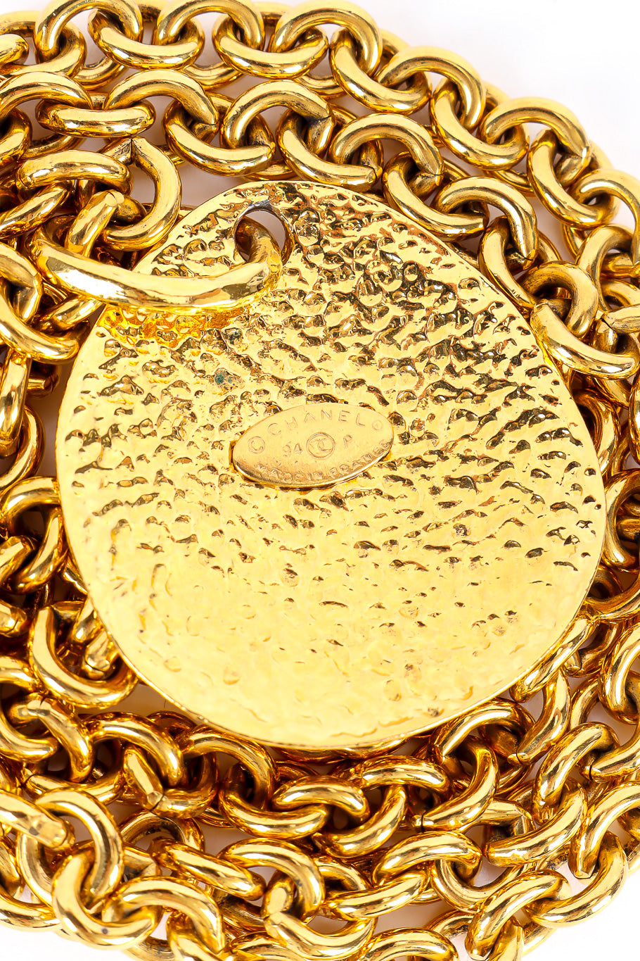 Vintage Chanel Oval CC Pendant Chain Necklace back pendant cartouche @recessla