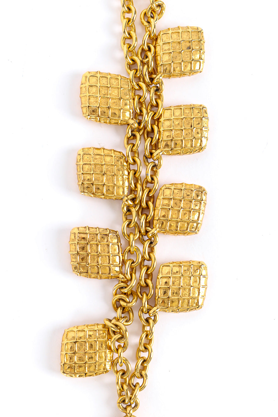 Vintage Chanel Mademoiselle Charm Necklace closeup textured charms @recessla