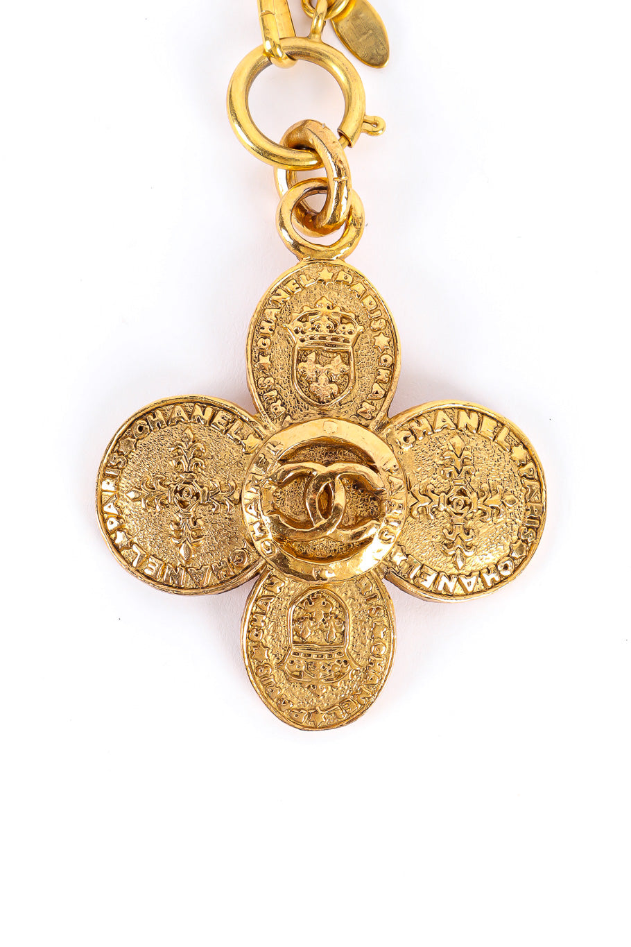 Clover Crest Cross Pendant Necklace by Chanel pendant closeup @recessla