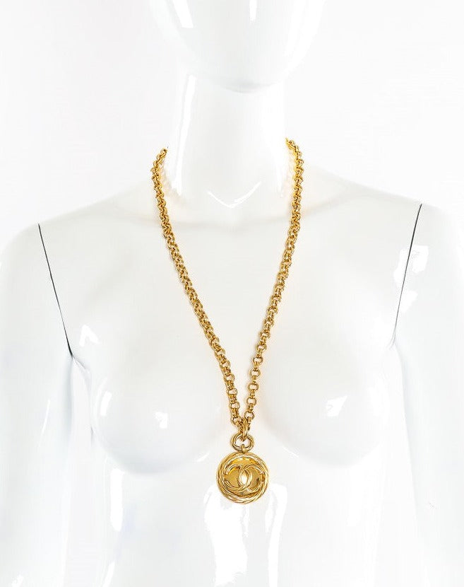 Vintage Chanel Mirror CC Pendant Chain Necklace on Mannequin @recessla