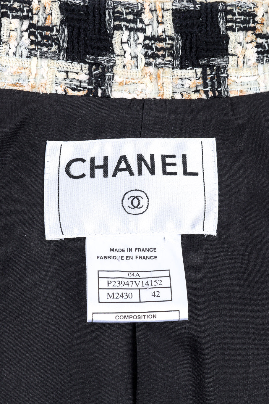 Bouclé check jacket by Chanel label @recessla