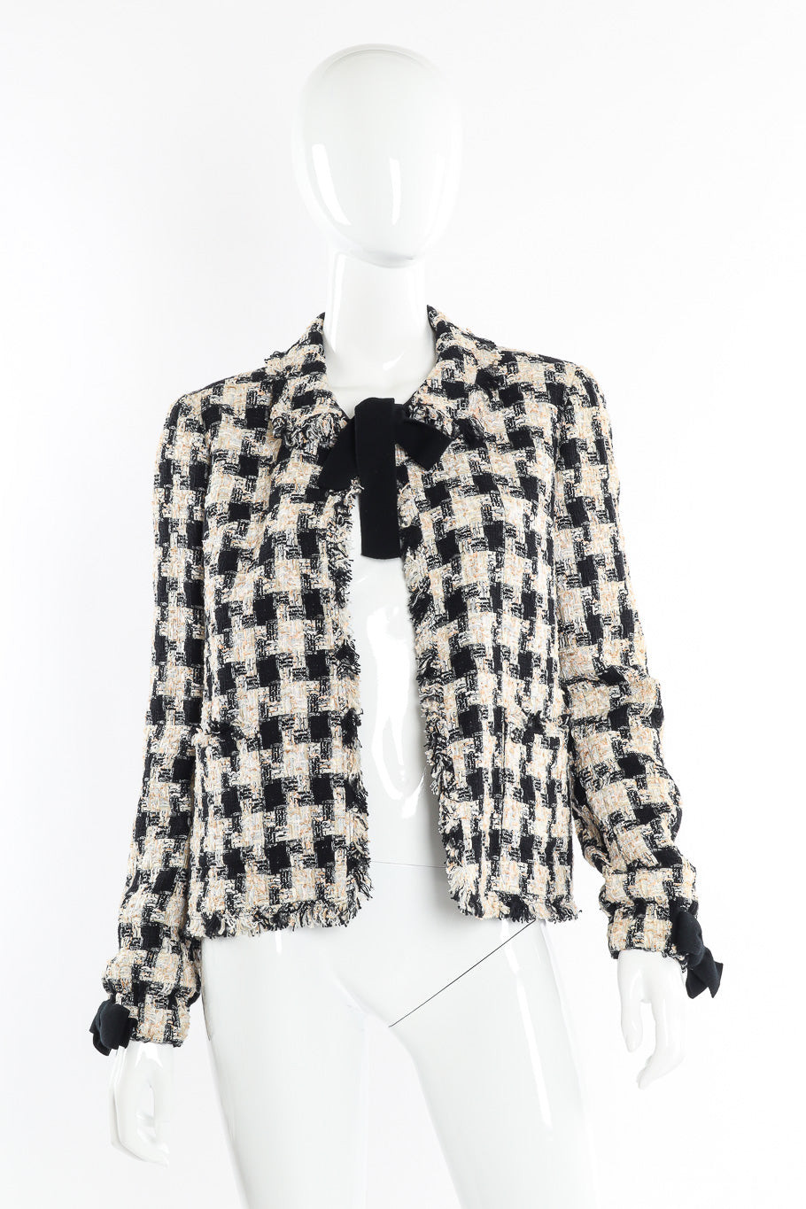Chanel Houndstooth Black And White Jacket