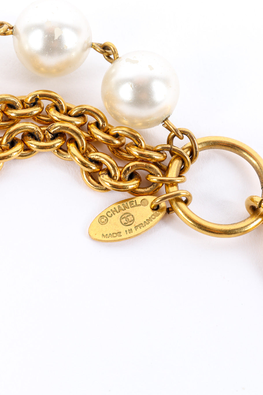 Chanel triple stand pearl necklace signature @recessla