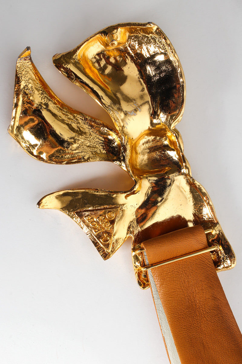leather sash belt with bow buckle by C. Ross buckle @recessla