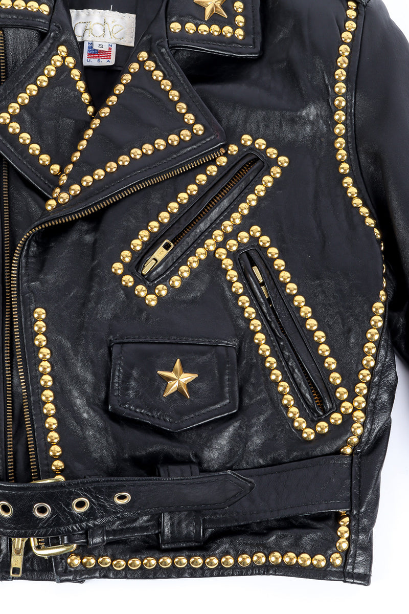 Black Leather Studded Jacket With Chains