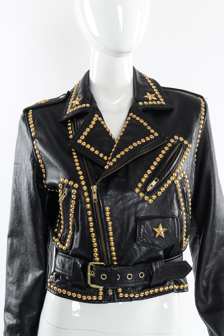 Motorcycle zip jacket by Caché mannequin close front @recessla