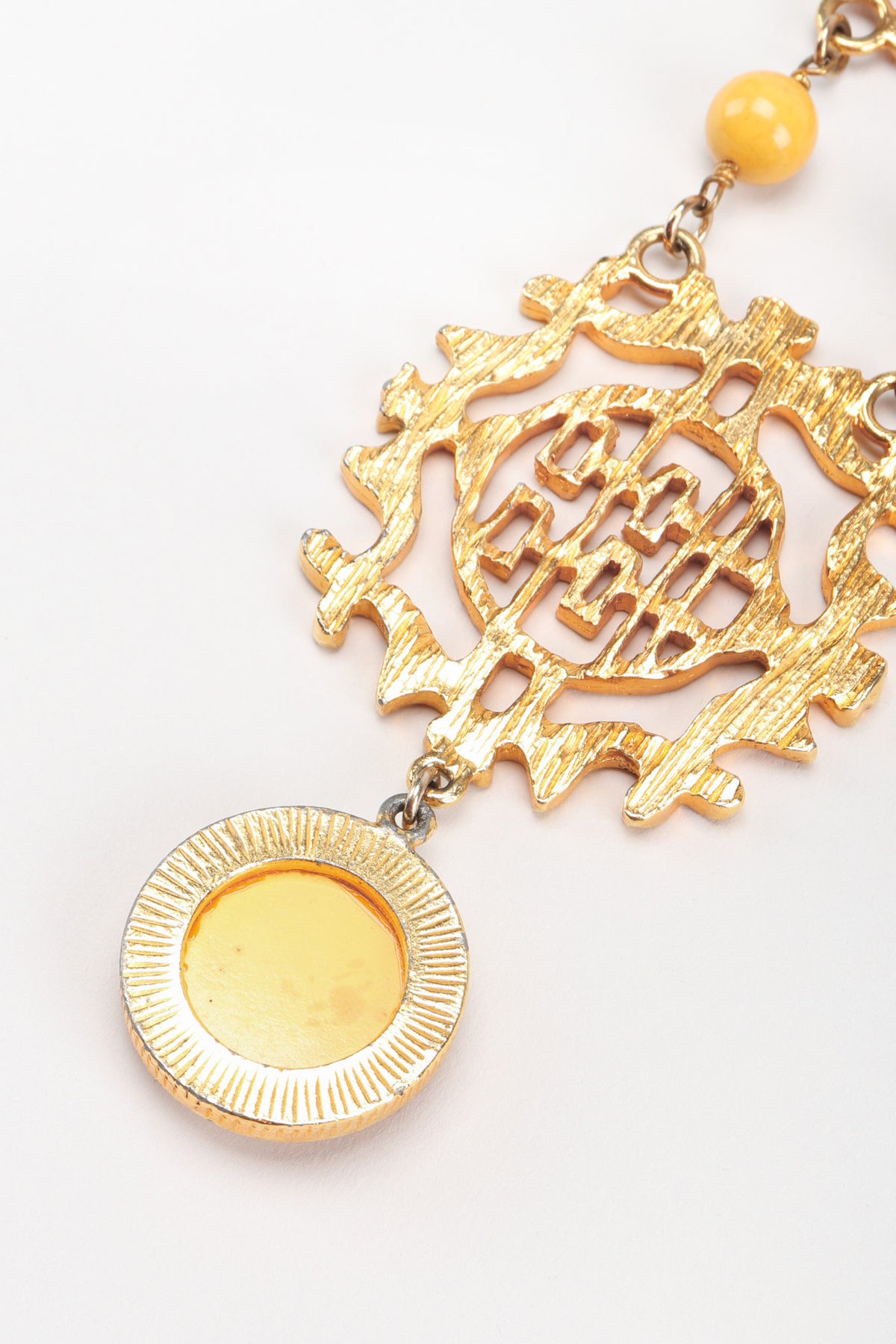 Vintage Cadoro Double Happiness Chinese Wedding Marriage Pendant Plate Necklace Recess