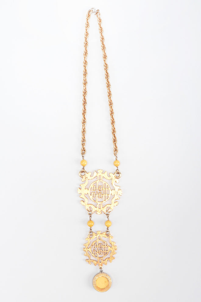 Recess Los Angeles Vintage Cadoro Double Happiness Chinese Wedding Marriage Pendant Plate Necklace