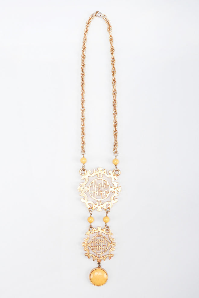 Recess Los Angeles Vintage Cadoro Double Happiness Chinese Wedding Marriage Pendant Plate Necklace