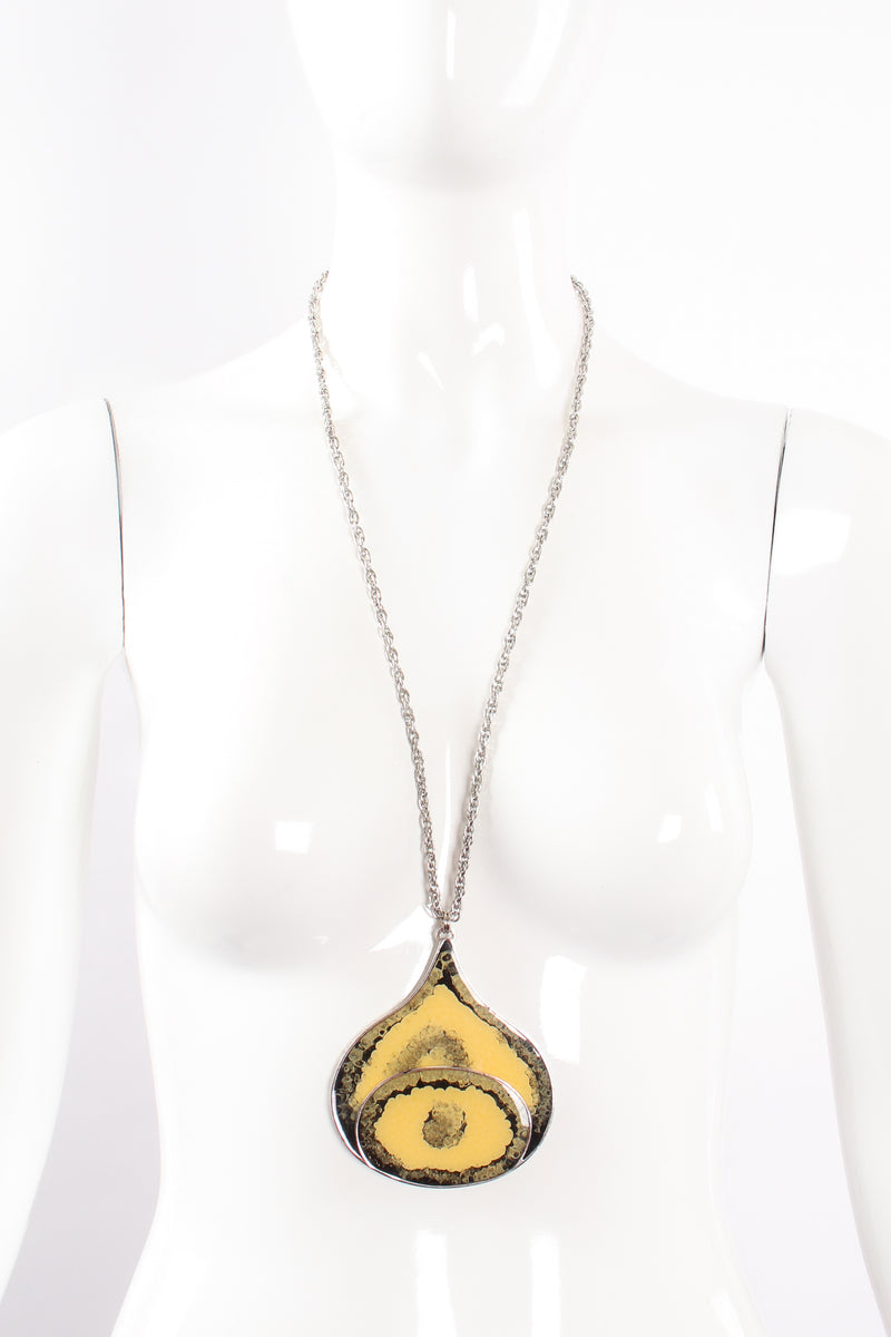 Vintage Cadoro Ink Blot Teardrop Long Pendant Necklace on mannequin at Recess Los Angeles