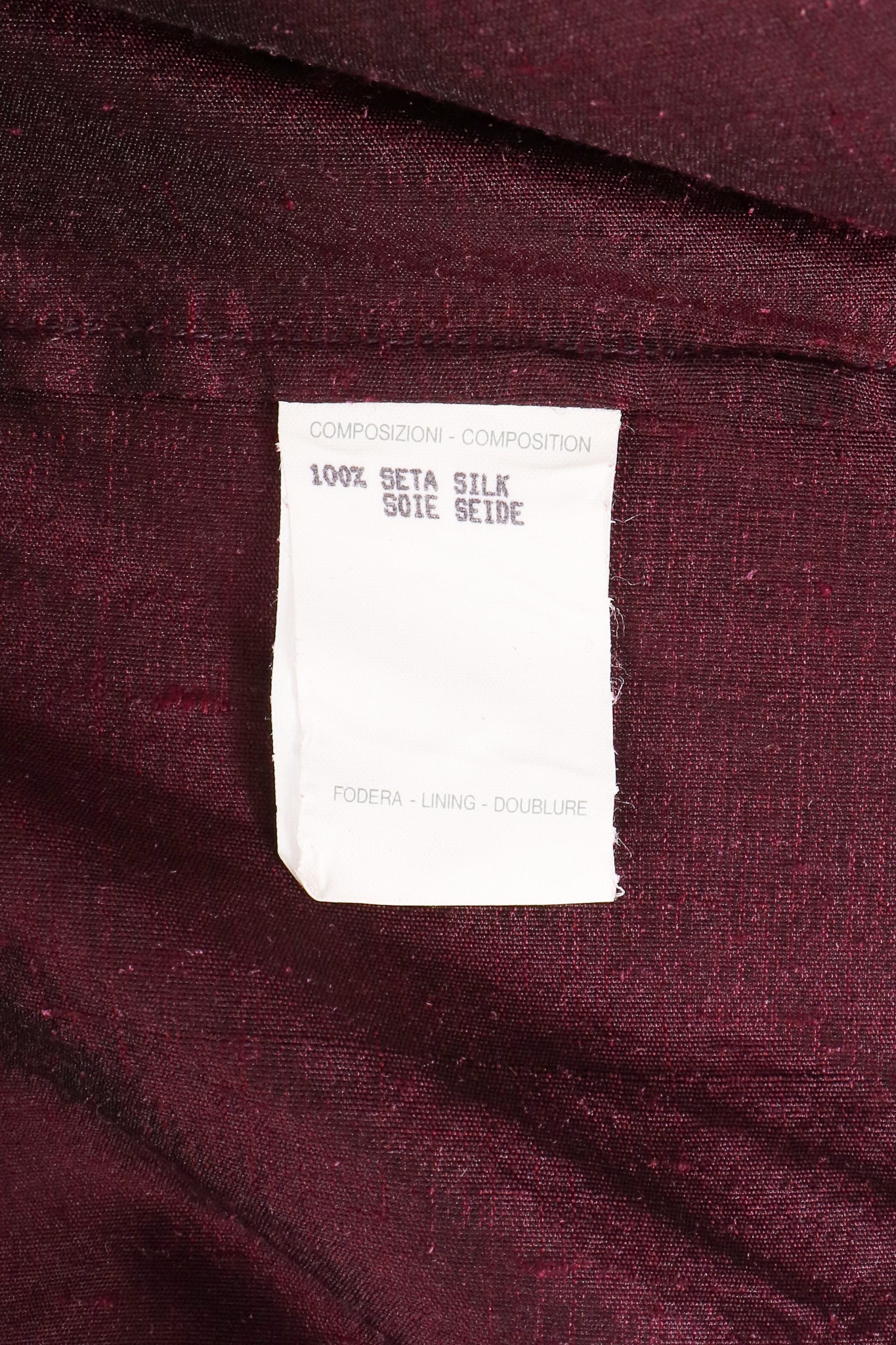 Vintage Callaghan Raw Silk Scarf Shawl Shirt tag at Recess Los Angeles