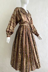 Vintage Calvin Klein Metallic Ikat Wrap Blouse & Skirt Set on Mannequin Side at Recess Los Angeles