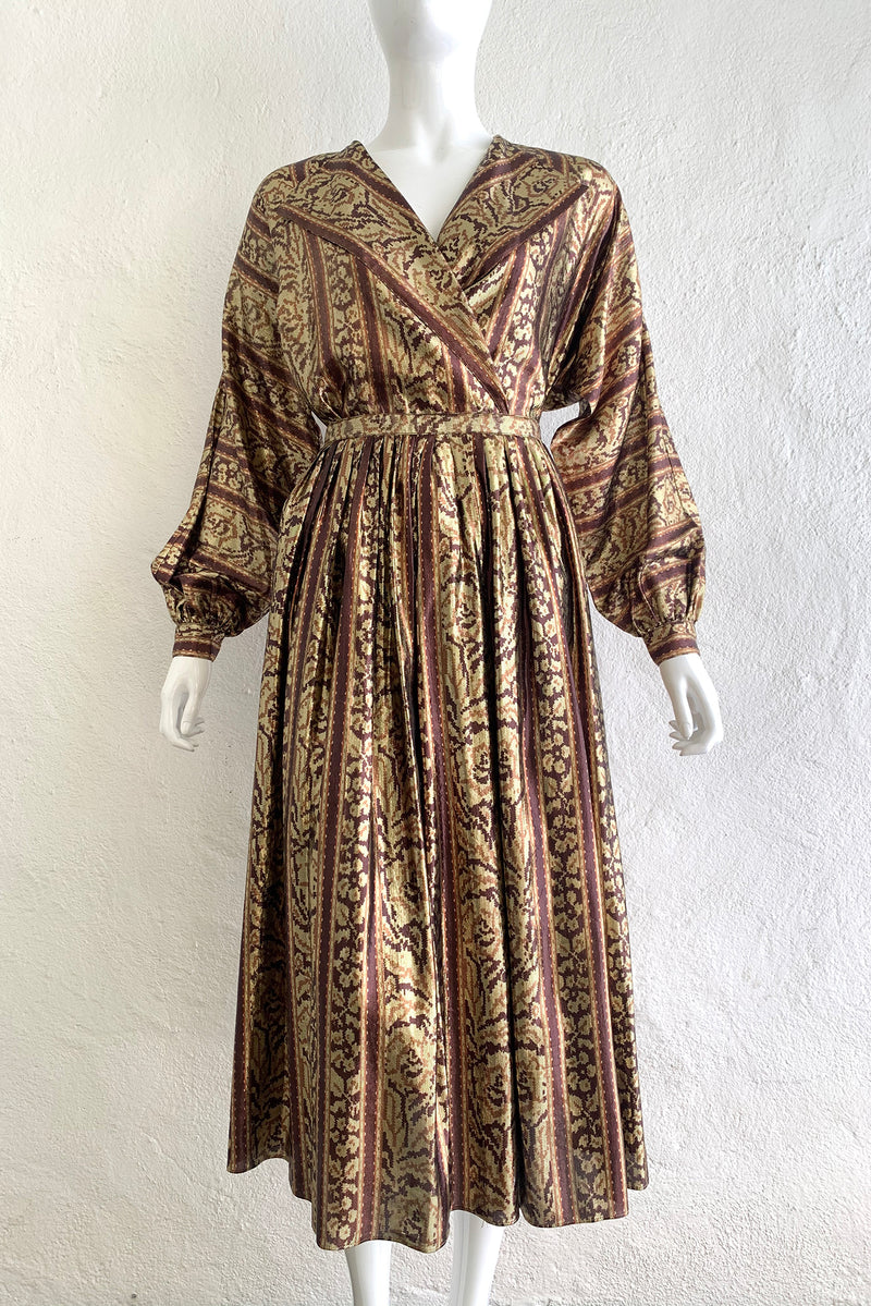 Vintage Calvin Klein Metallic Ikat Wrap Blouse & Skirt Set on Mannequin Front at Recess Los Angeles