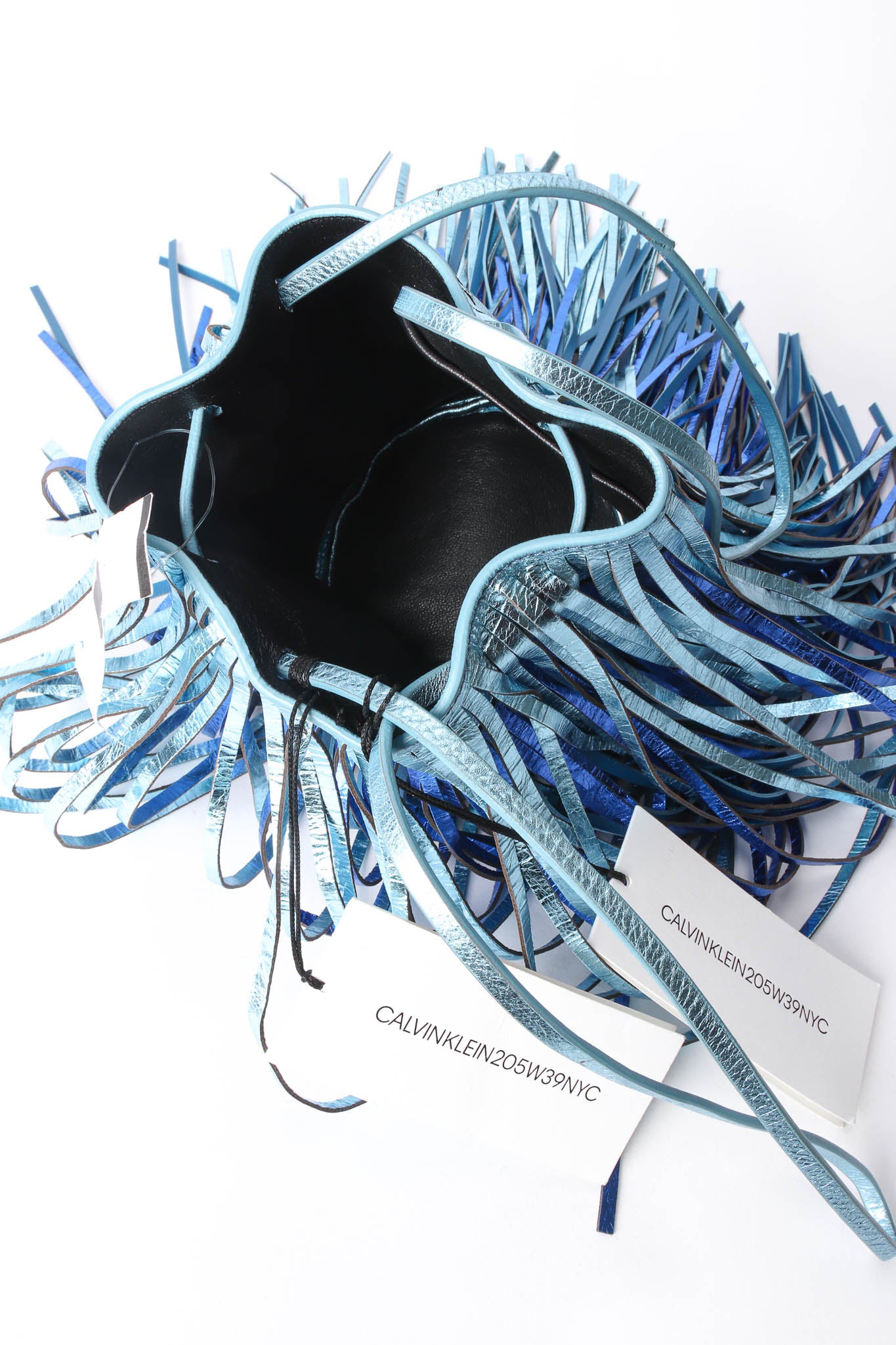 Calvin Klein 205W39NYC Metallic Fringe Bucket Bag inside at Recess Los Angeles