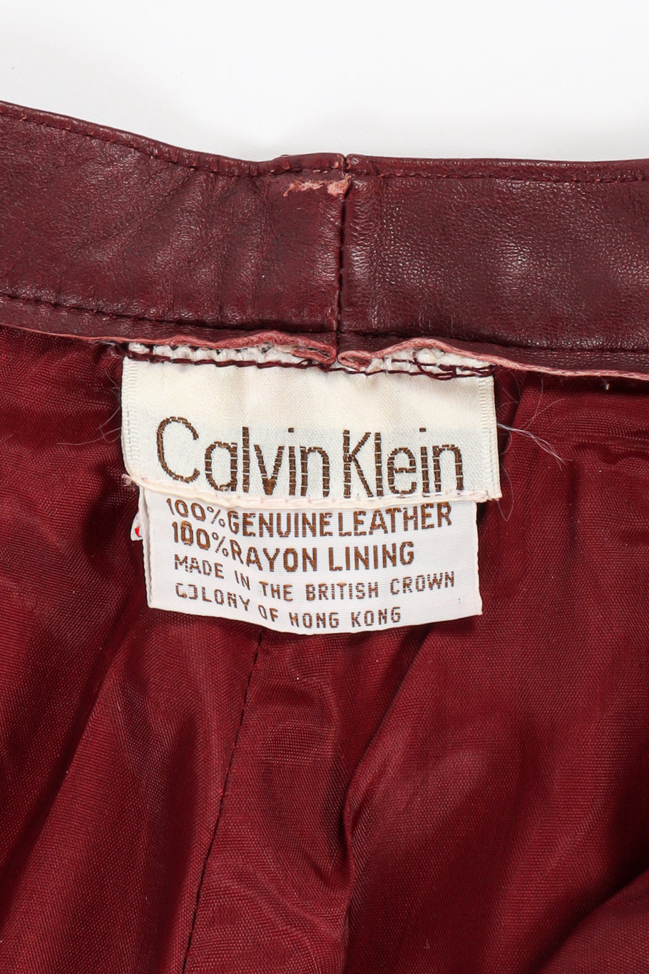 Vintage Calvin Klein Leather Shirt & Pant Set tag @ Recess LA