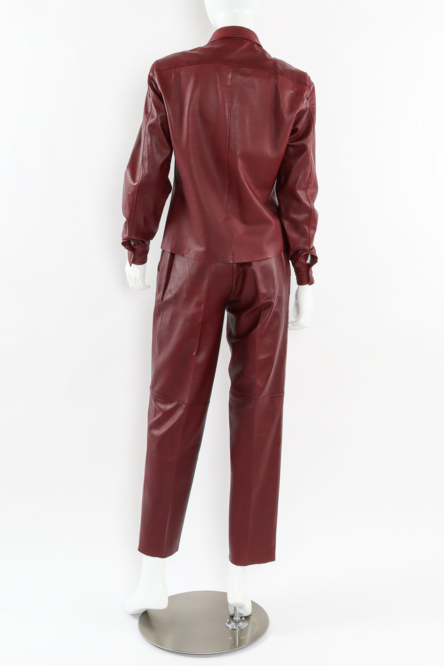 Vintage Calvin Klein Leather Shirt & Pant Set mannequin back close @ Recess LA
