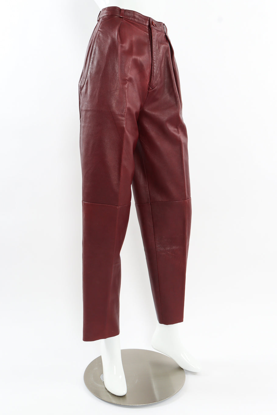 Vintage Calvin Klein Leather Shirt & Pant Set mannequin pant front angle @ Recess LA