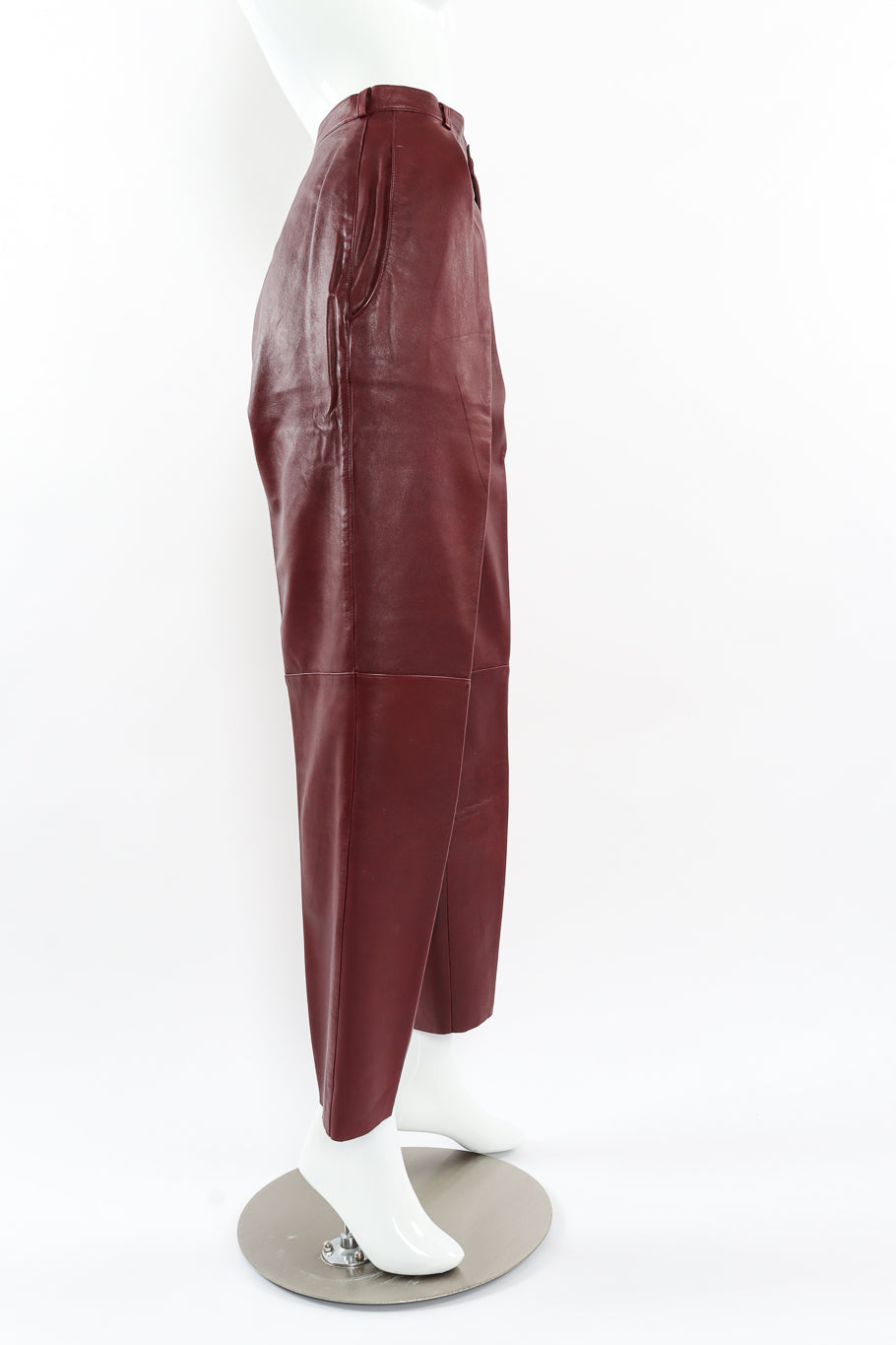 Vintage Calvin Klein Leather Shirt & Pant Set mannequin pant side @ Recess LA