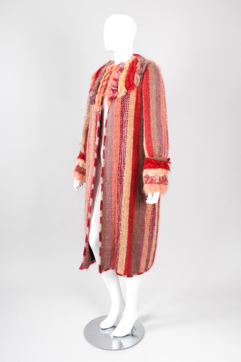 Recess Los Angeles Vintage Carpiccio Sherbet Striped Knit Mohair Duster Sweater Coat
