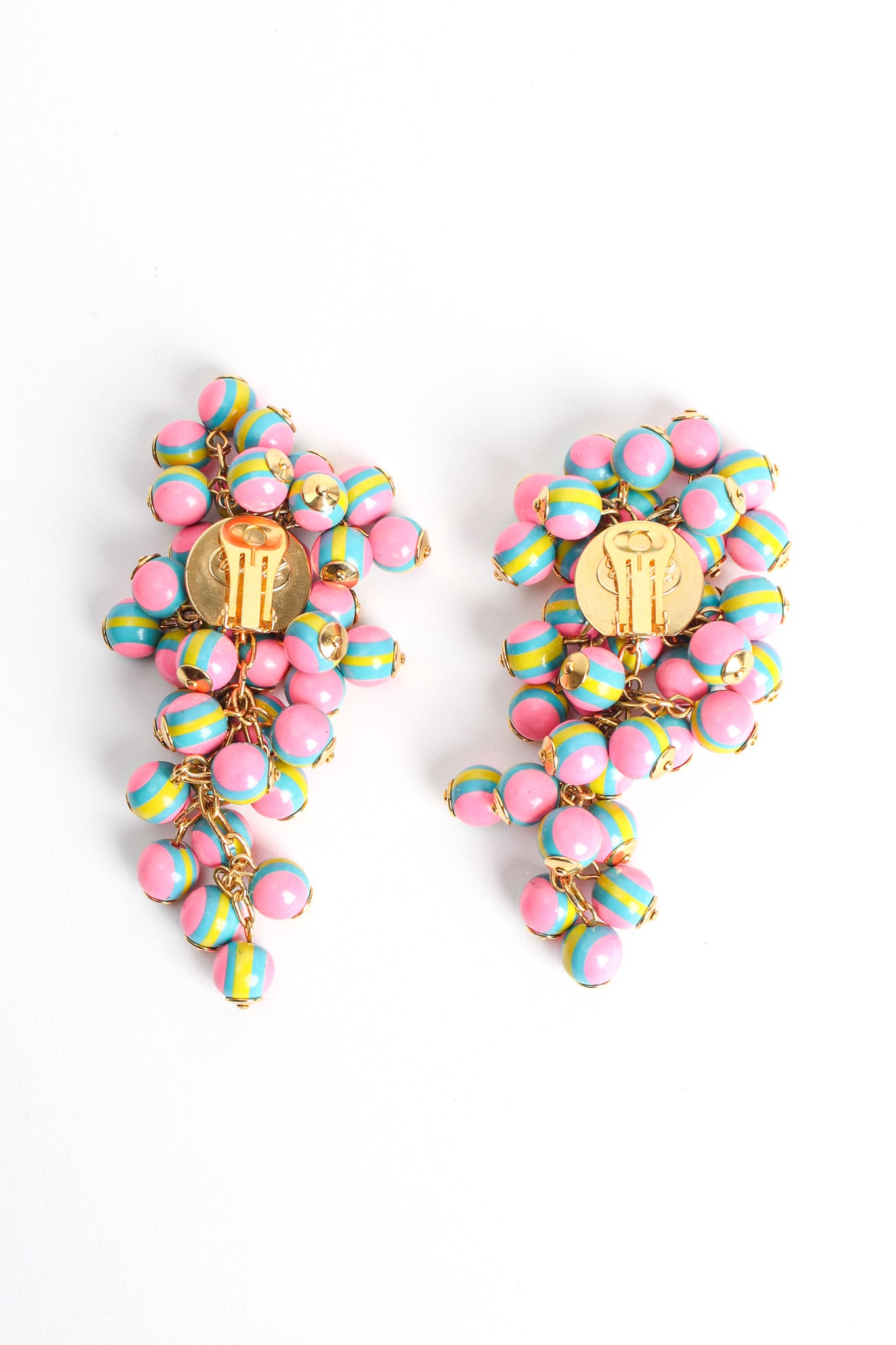 Vintage Cardillo Bead Cluster Chandelier Earrings back @ Recess LA