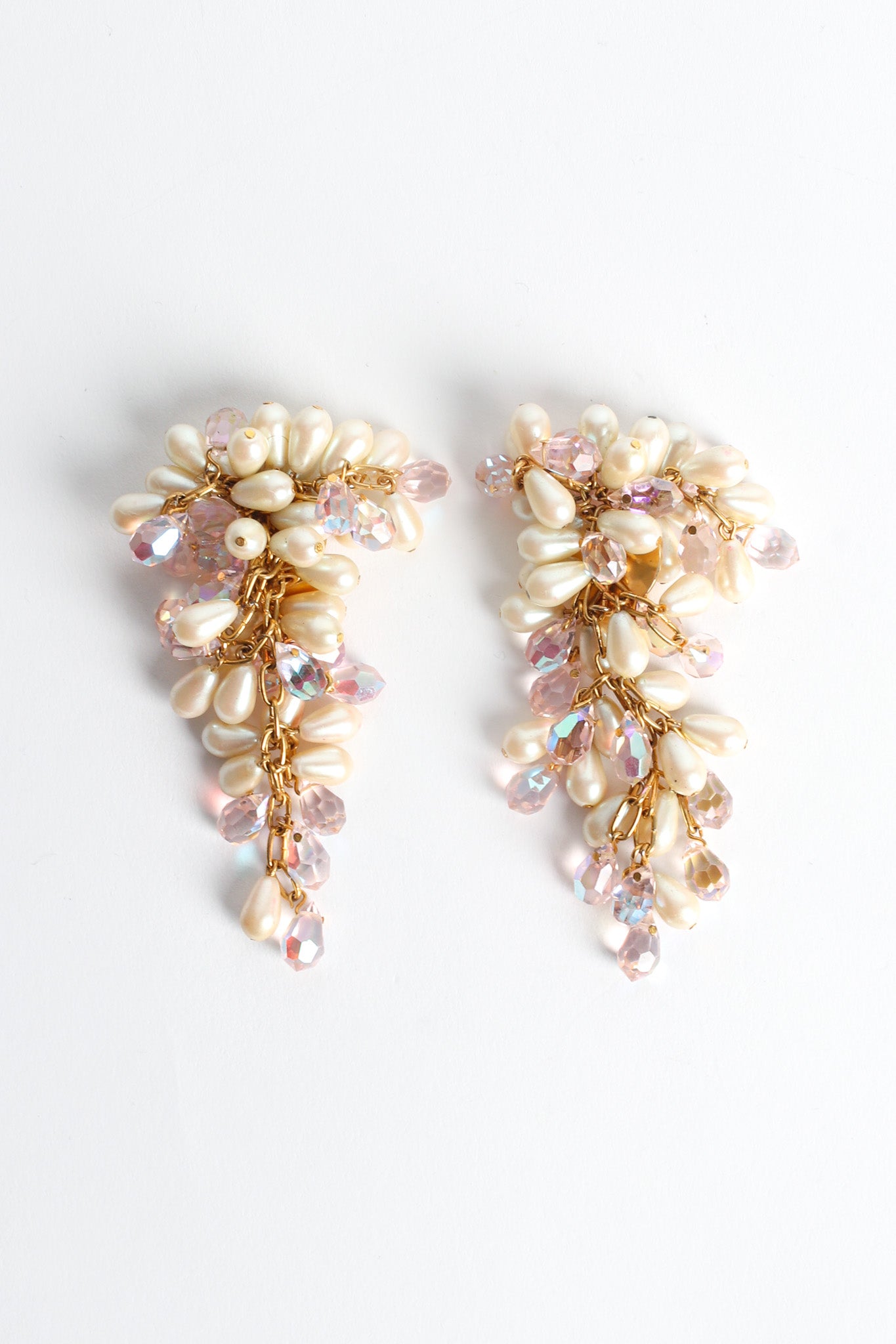 Vintage Cardillo Pearl Crystal Chandelier Earrings front @ Recess LA