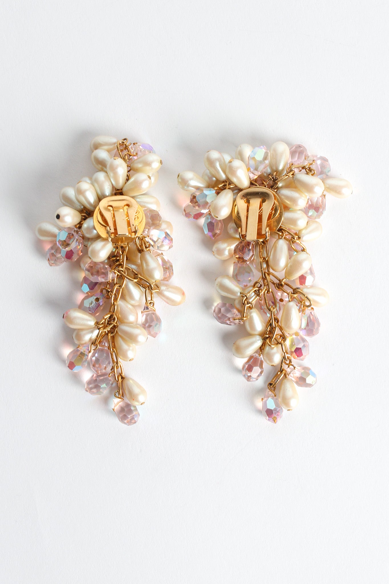 Vintage Cardillo Pearl Crystal Chandelier Earrings back @ Recess LA
