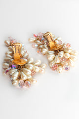 Vintage Cardillo Pearl Crystal Chandelier Earrings opened backings @ Recess LA