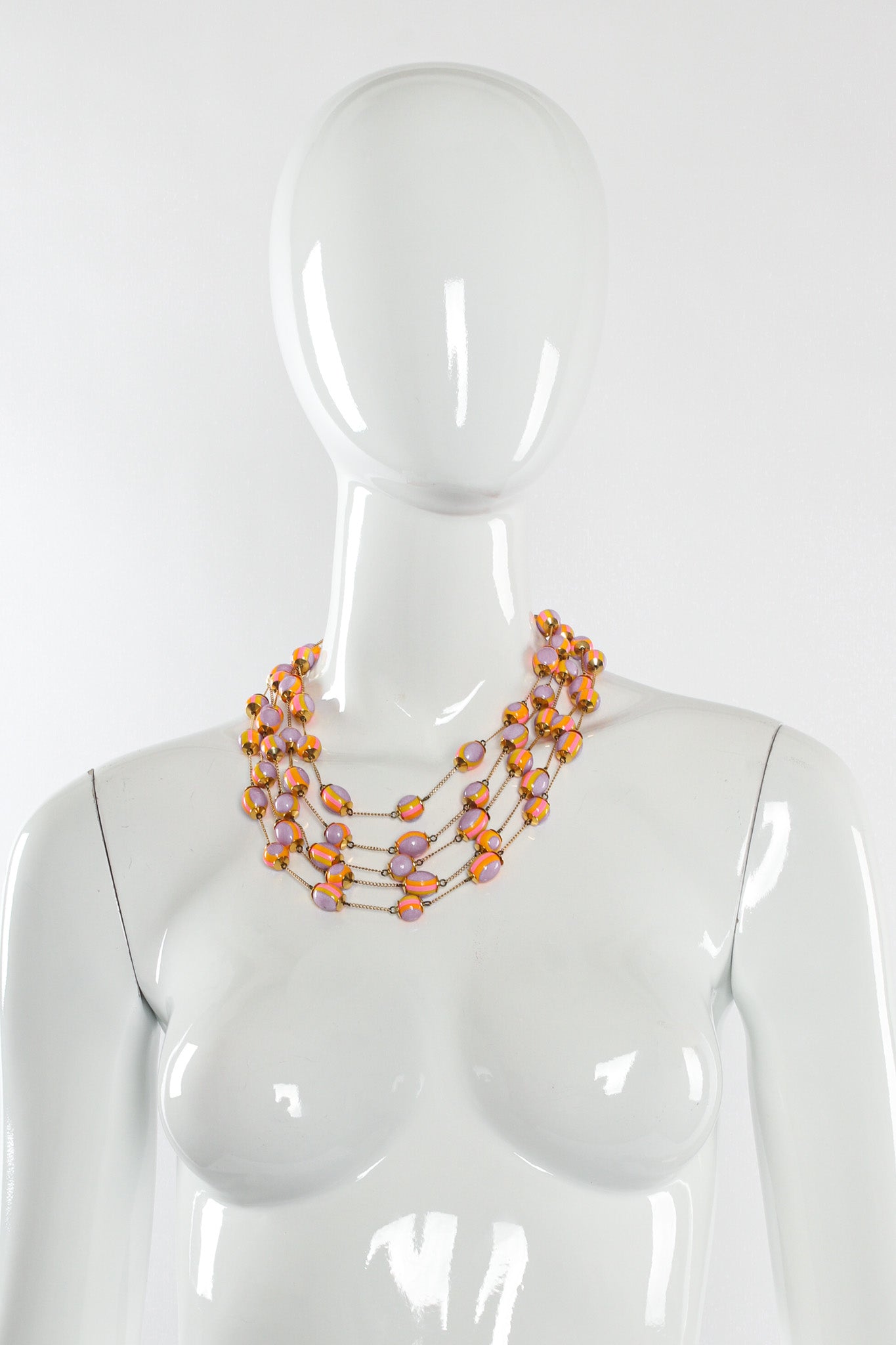 Vintage Cardillo Pastel Egg Floral Bead Necklace on mannequin @ Recess LA