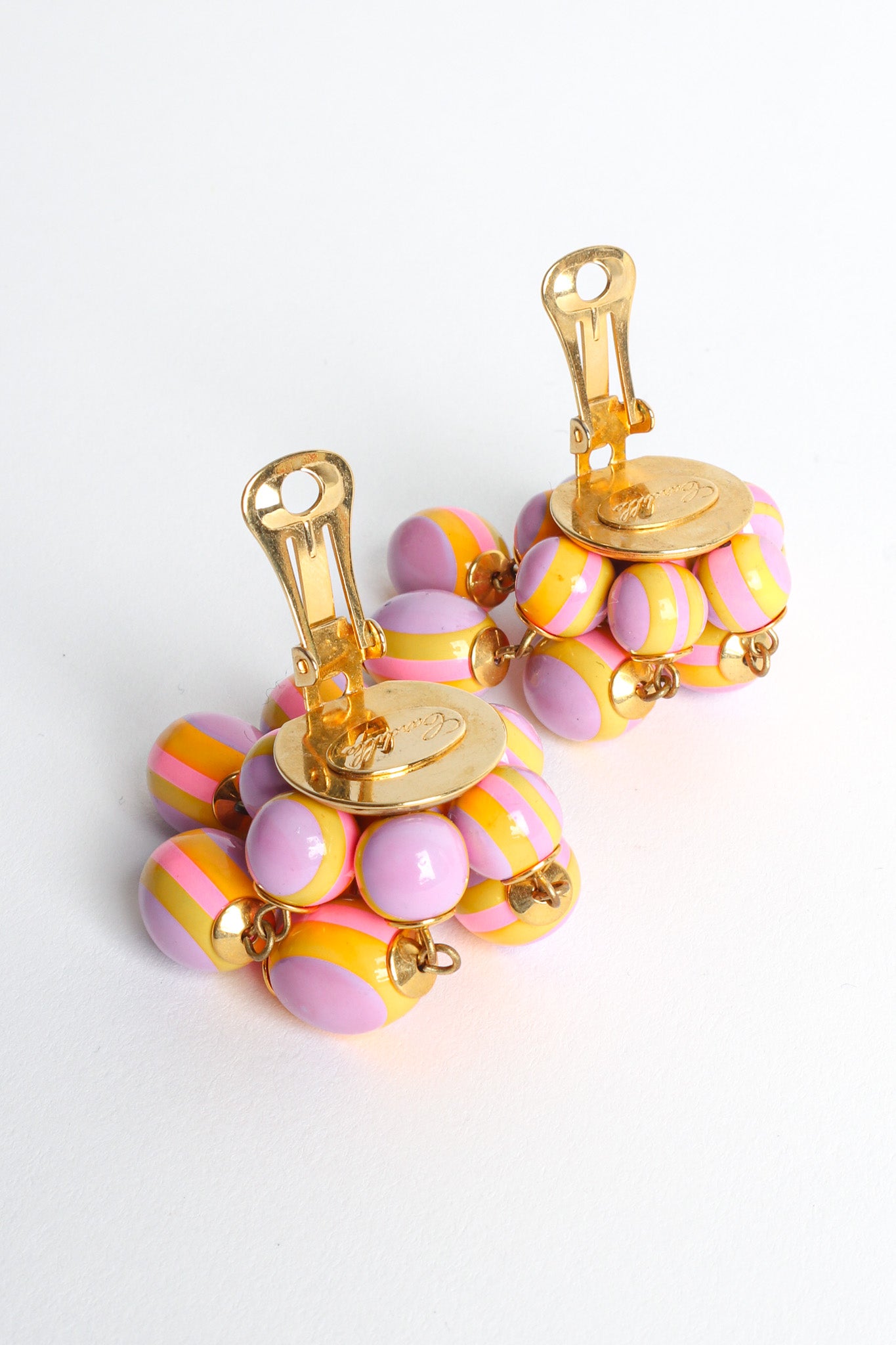 Vintage Cardillo Pastel Egg Cluster Earrings open back @ Recess LA