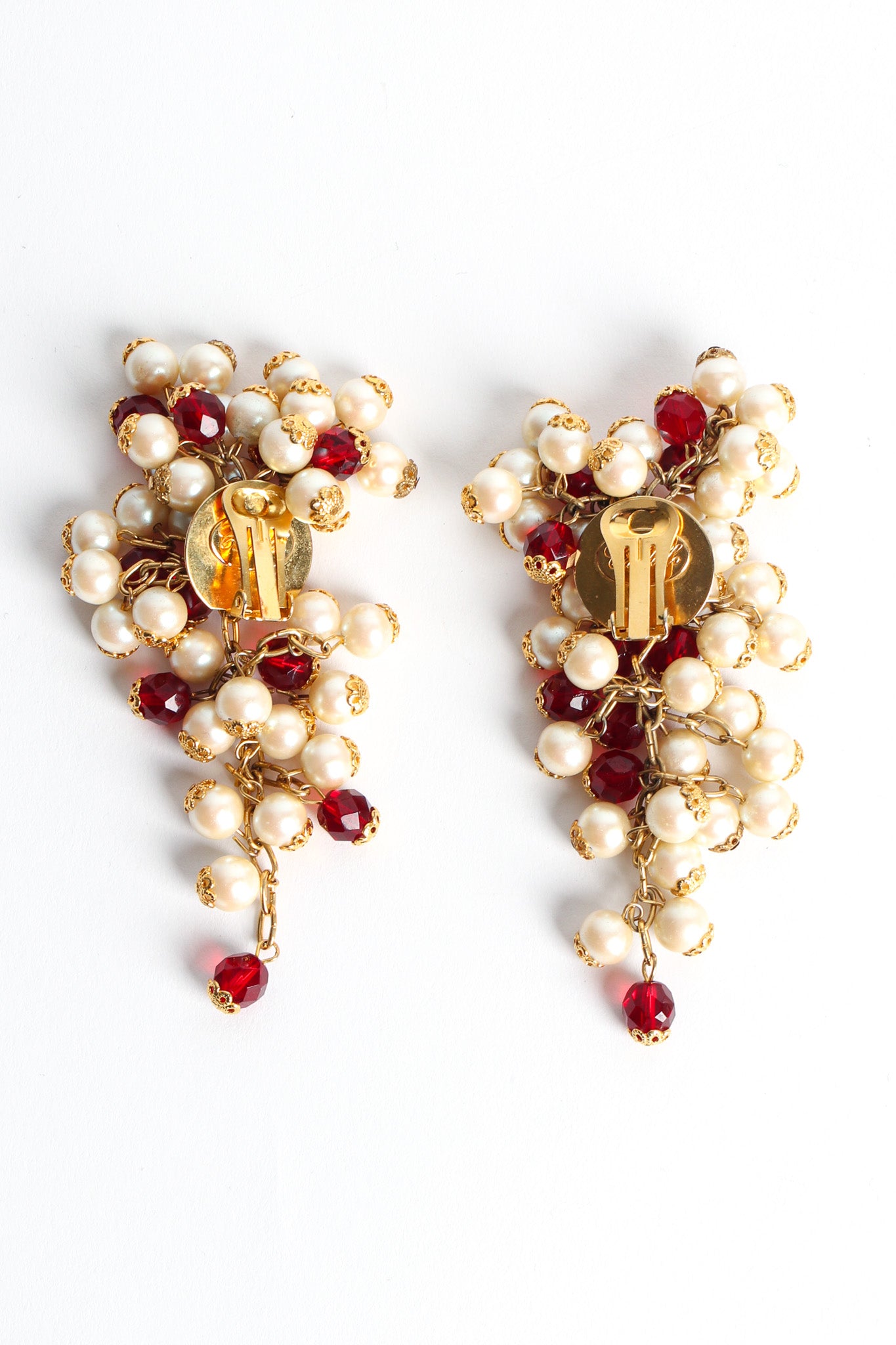 Vintage Cardillo Filigree Pearl & Crystal Cluster Earrings closed back @ Recess LA