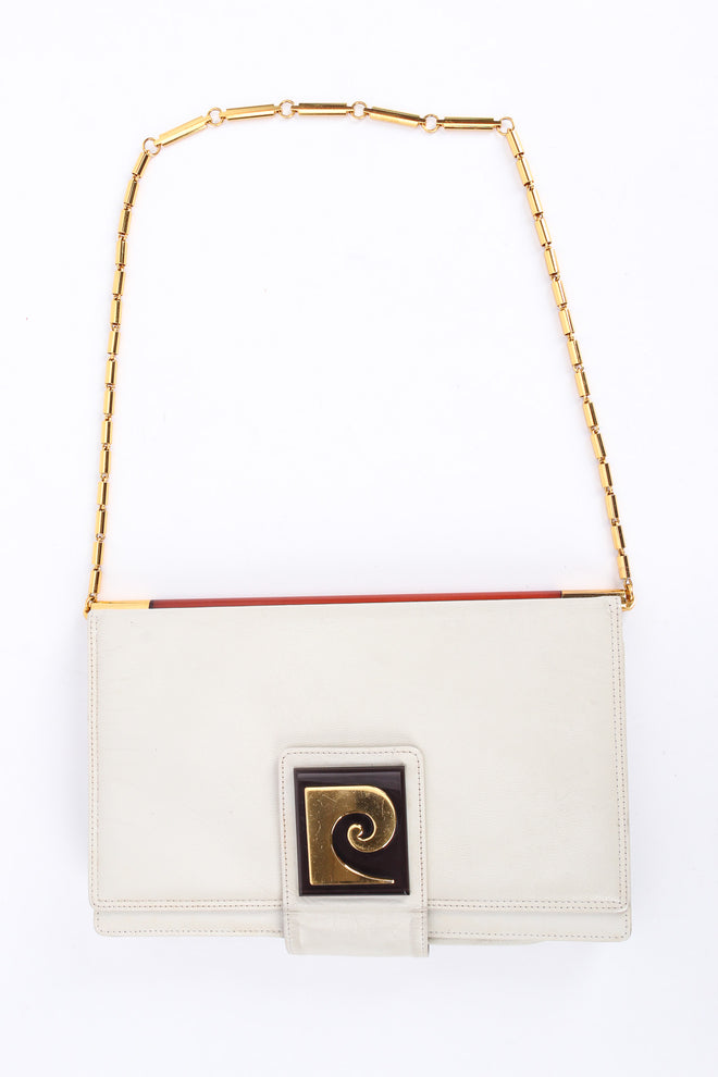 Vintage Pierre Cardin Chain Leather Envelope Clutch front @ Recess LA