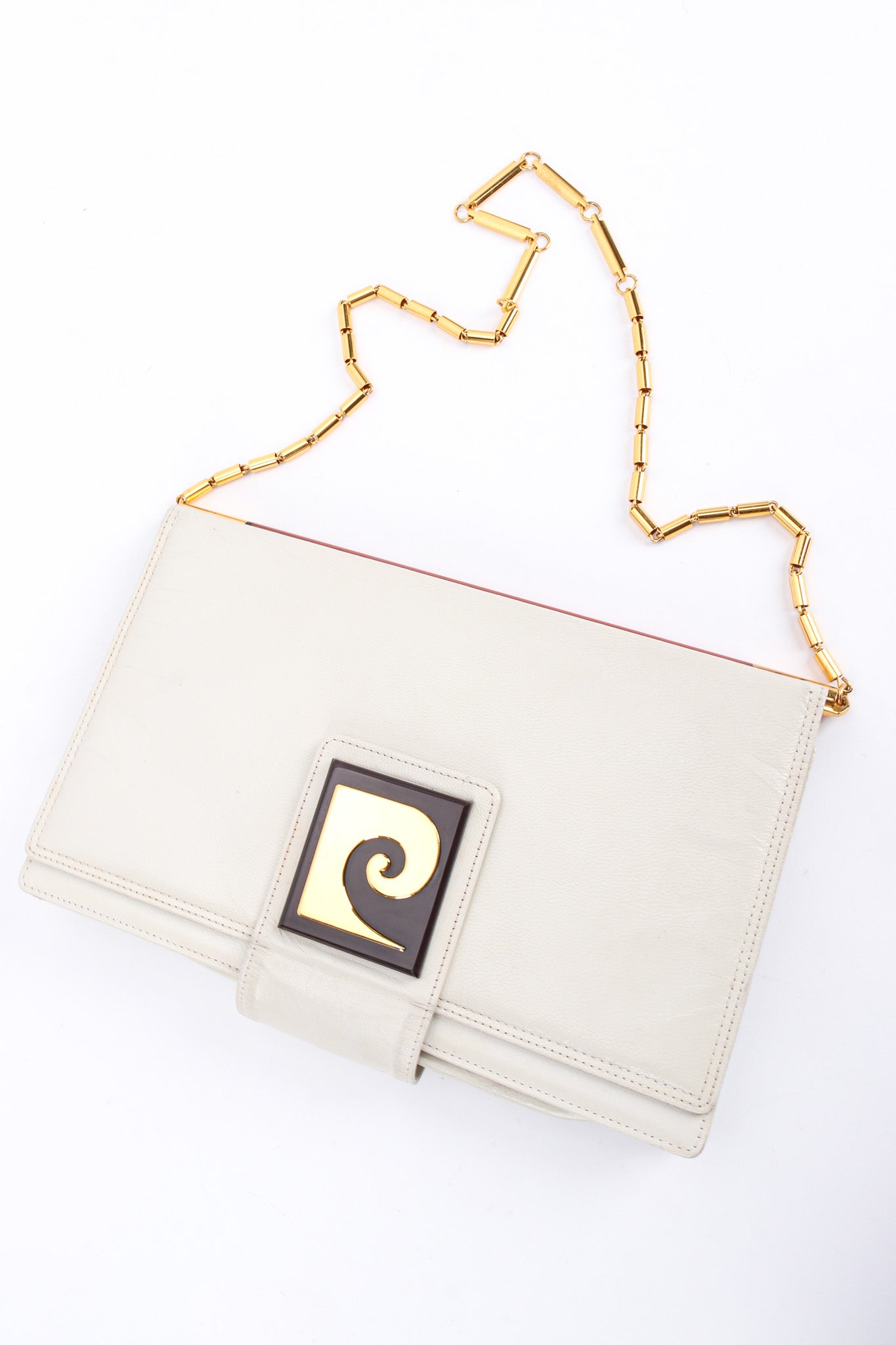 Vintage Pierre Cardin Chain Leather Envelope Clutch diagonal front @ Recess LA
