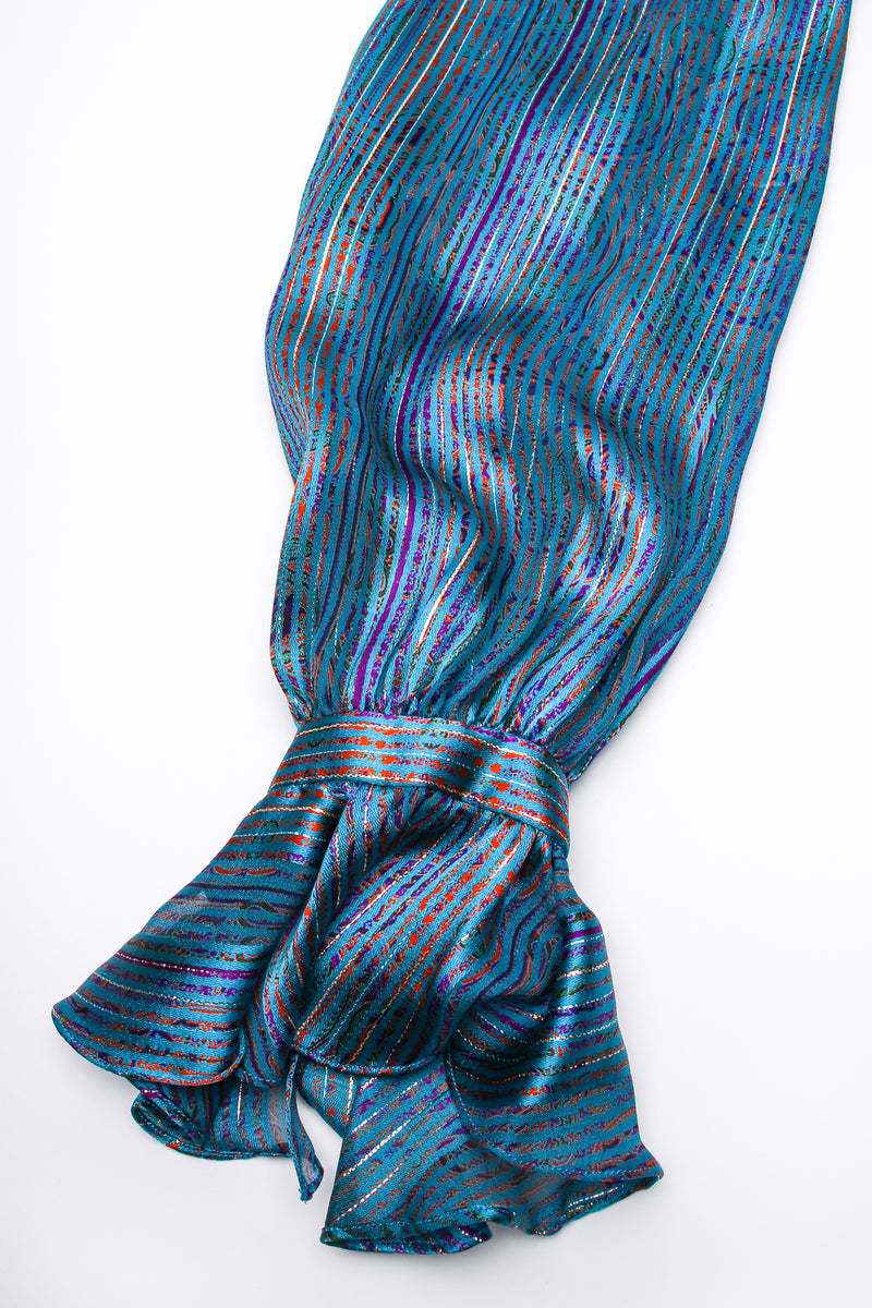 Vintage Carlisle Sheer Paisley Stripe Silk Ruffle Blouse sleeve cuff at Recess LA