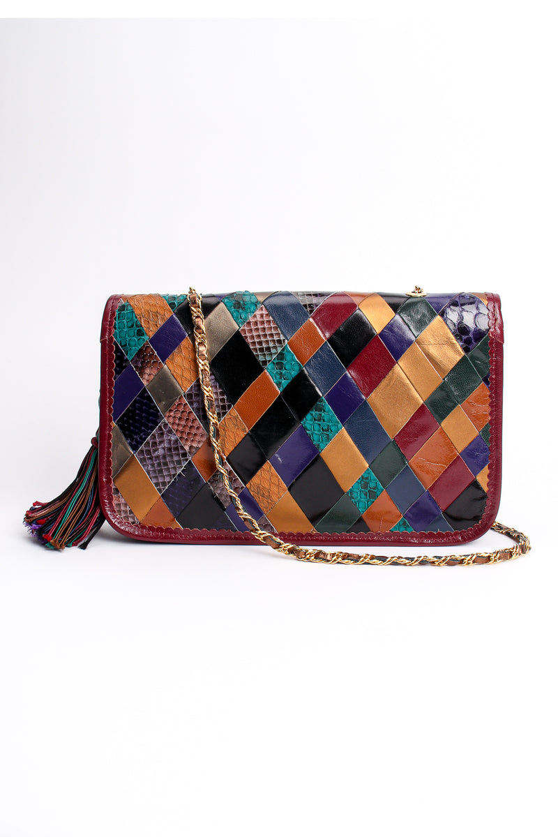 Vintage Carlo Fiori Woven Leather Tassel Bag back at Recess Los Angeles