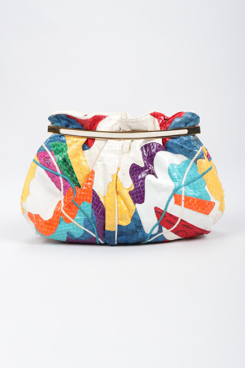 Recess Los Angeles Vintage Carlo Fiori Rainbow Collage Patchwork Snake Pouch Bag