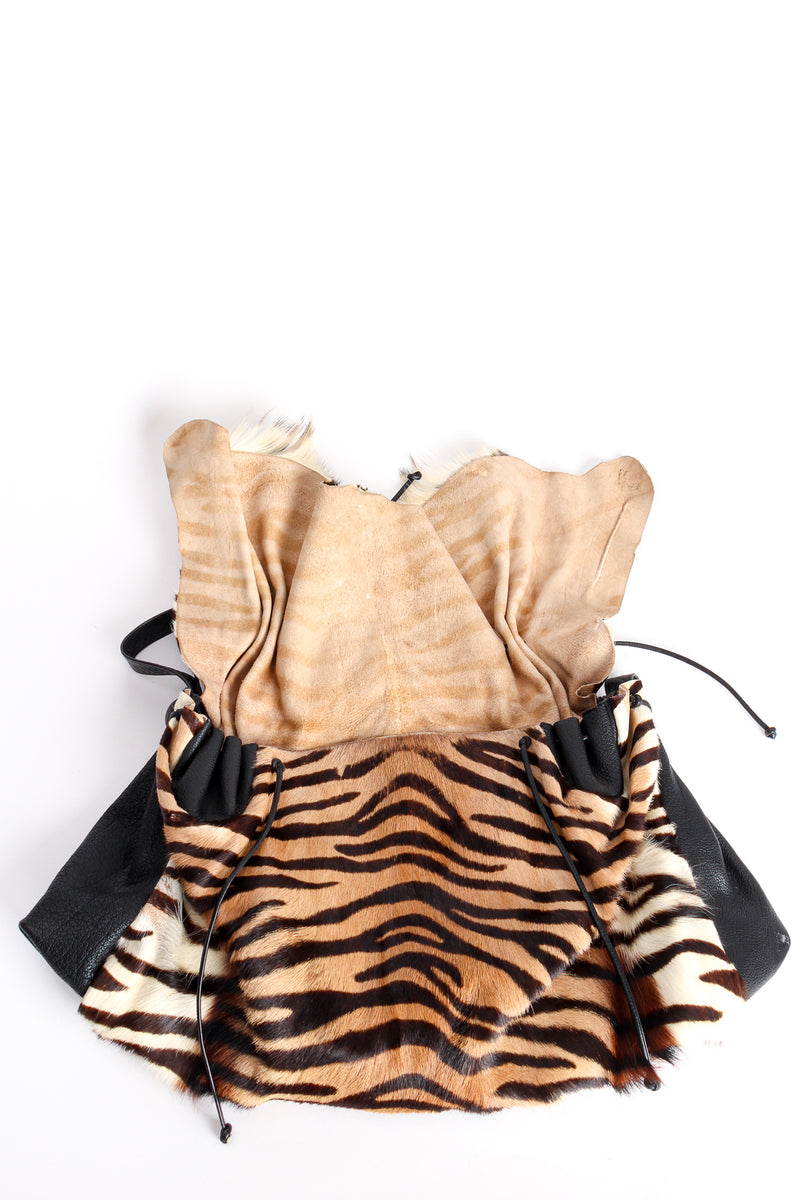 Vintage Carlos Falchi Tiger Print Animal Hair Flap Pouch Bag Inside Flap Detail at Recess LA