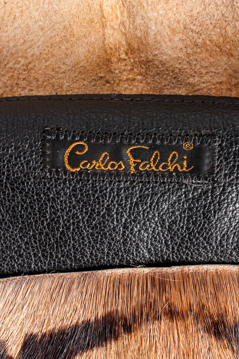 Vintage Carlos Falchi Tiger Print Animal Hair Flap Pouch Bag Label at Recess LA