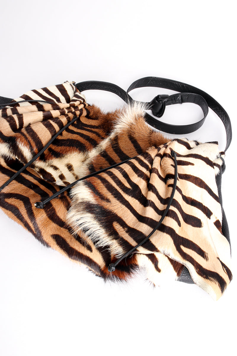 Vintage Carlos Falchi Tiger Print Animal Hair Flap Pouch Bag Angle Flat at Recess LA