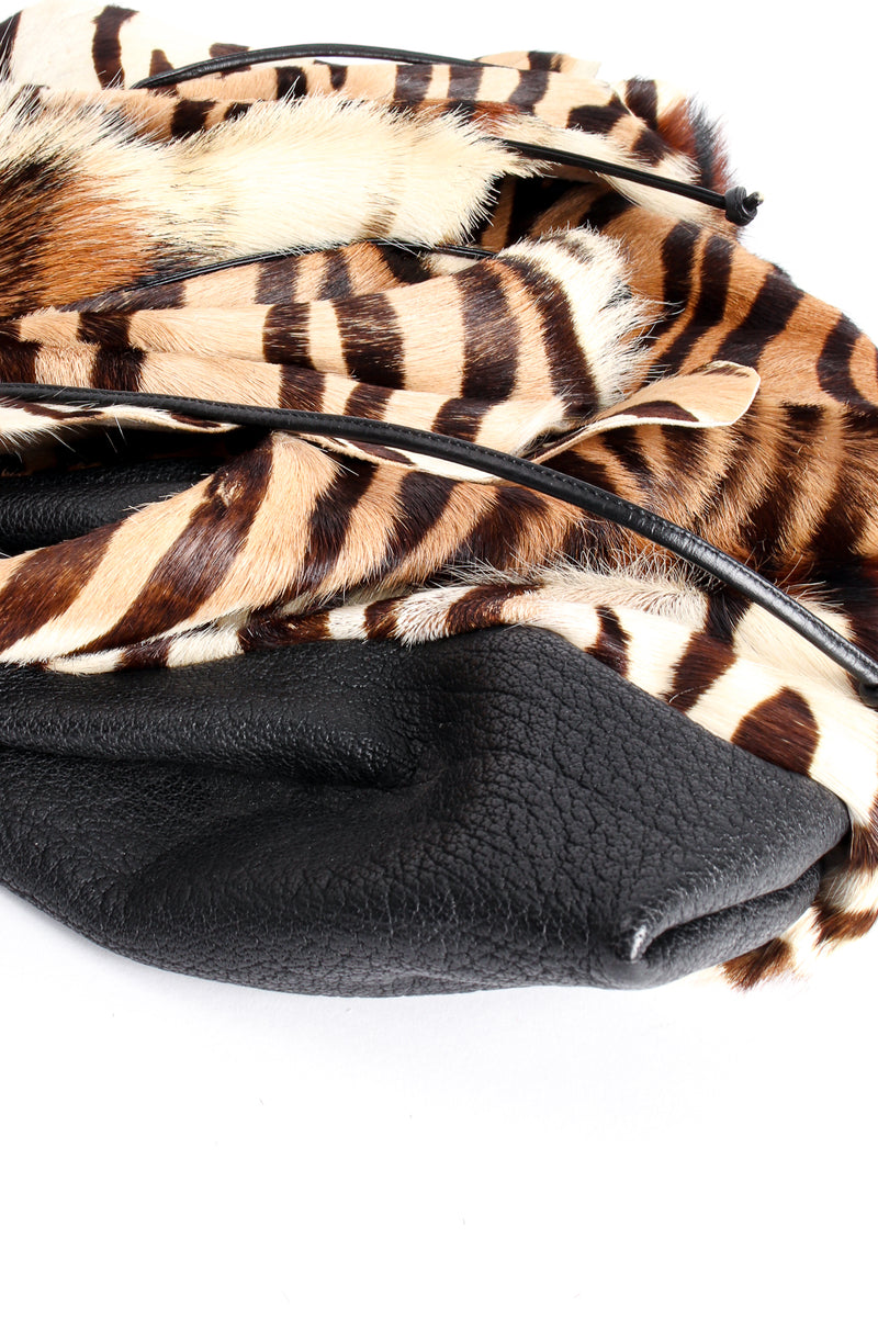 Vintage Carlos Falchi Tiger Print Animal Hair Flap Pouch Bag Closeup Detail at Recess LA