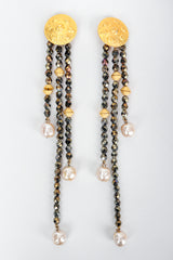 Vintage Carlos Falchi Long Beaded Disc Drop Shoulder Duster Earrings at Recess Los Angeles