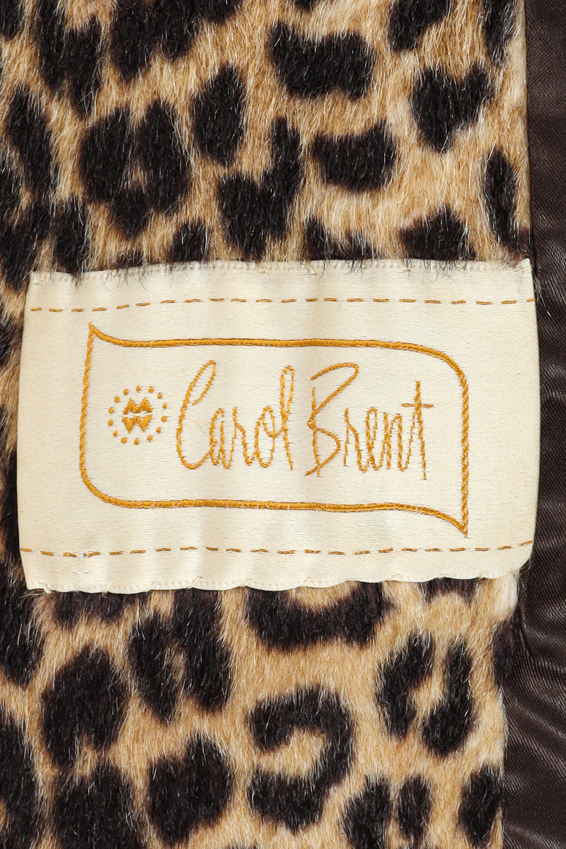 Vintage Carol Brent Double Breasted Leopard Faux Fur Coat tag  @ Recess LA