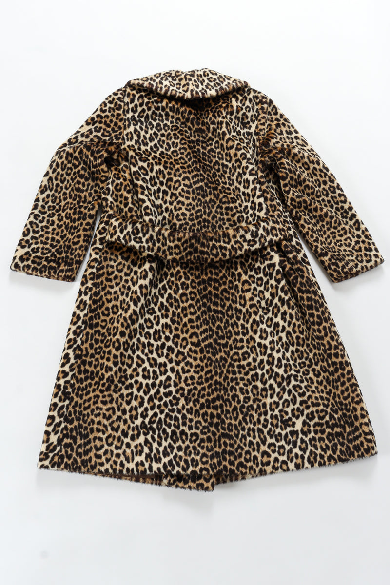 Vintage Carol Brent Double Breasted Leopard Faux Fur Coat back flat lay @ Recess LA
