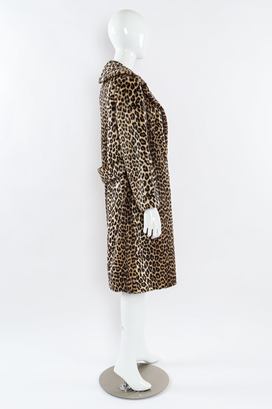 Vintage Carol Brent Double Breasted Leopard Faux Fur Coat mannequin side @ Recess LA