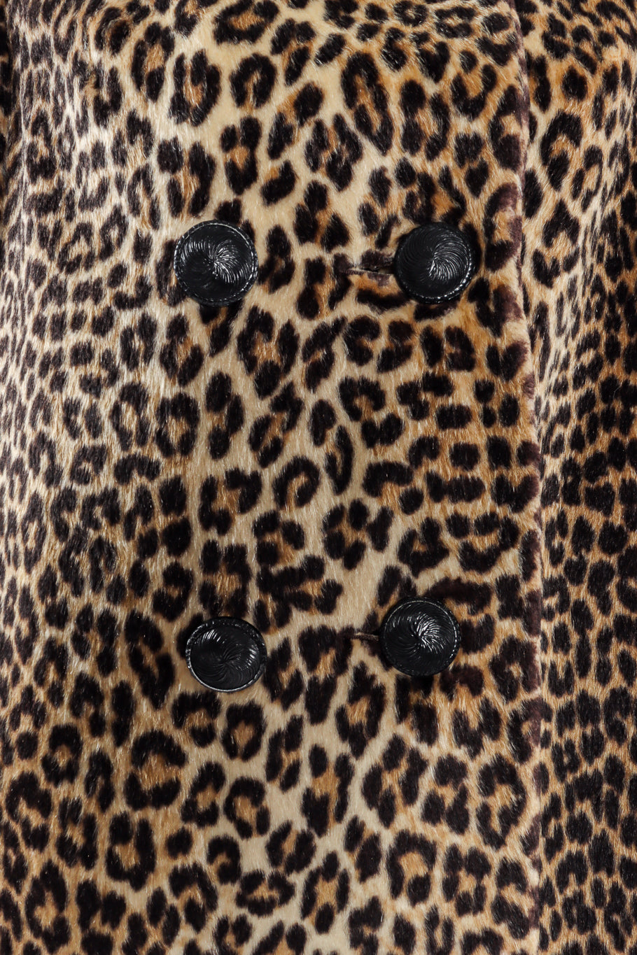 Vintage Carol Brent Double Breasted Leopard Faux Fur Coat buttons @ Recess LA