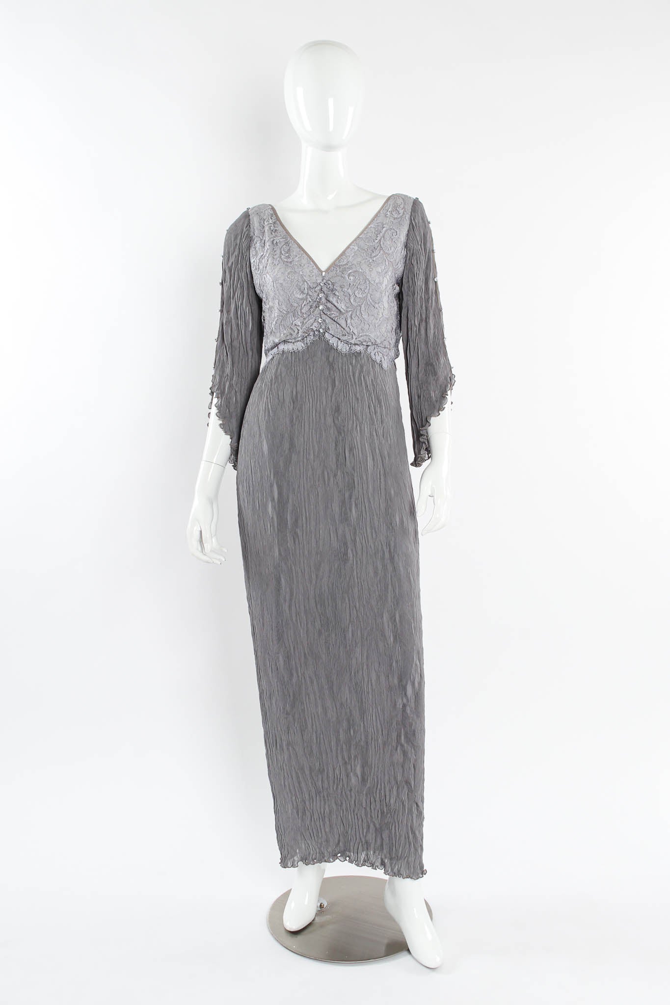 Vintage Carol Peretz Lace Plissé Pleat Dress mannequin front @ Recess Los Angeles