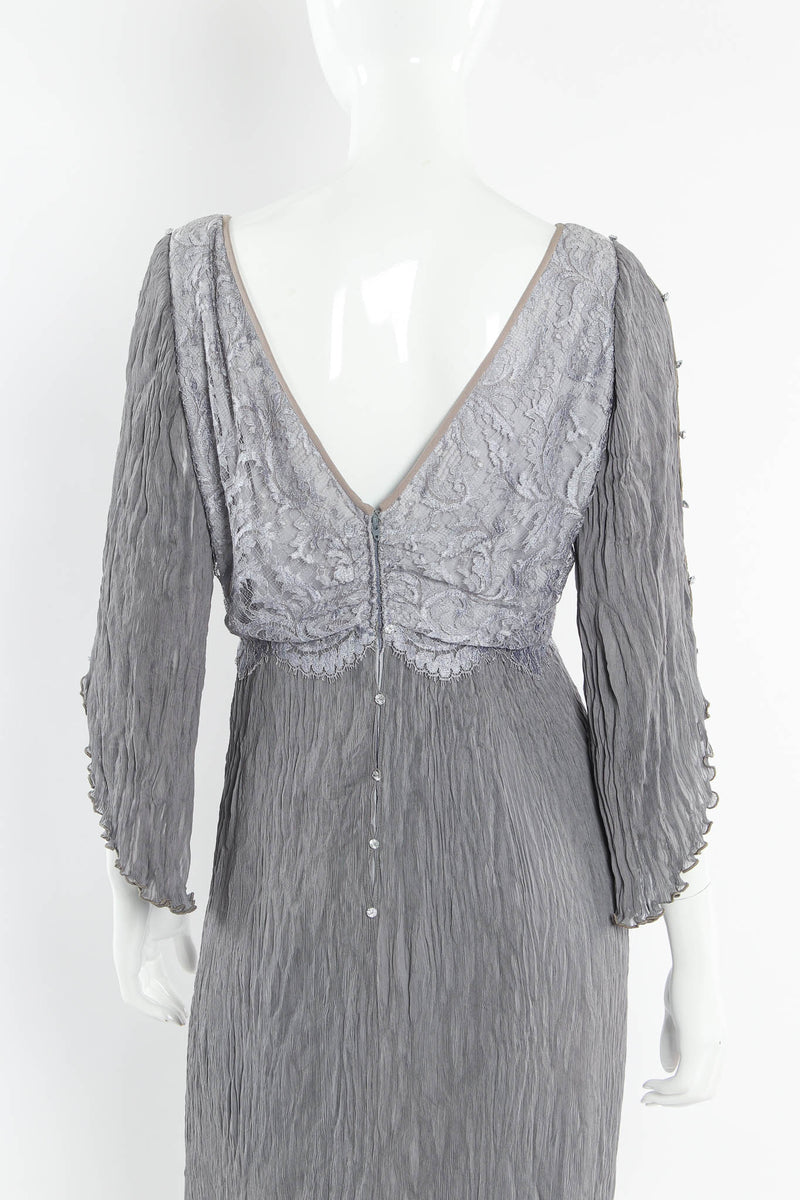 Vintage Carol Peretz Lace Plissé Pleat Dress back neckline close @ Recess Los Angeles
