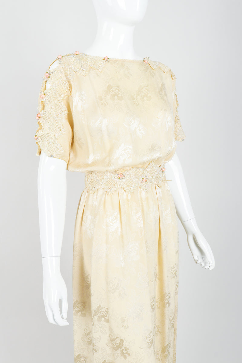 Vintage Carol Peretz Floral Charmeuse Dress Angle at Recess
