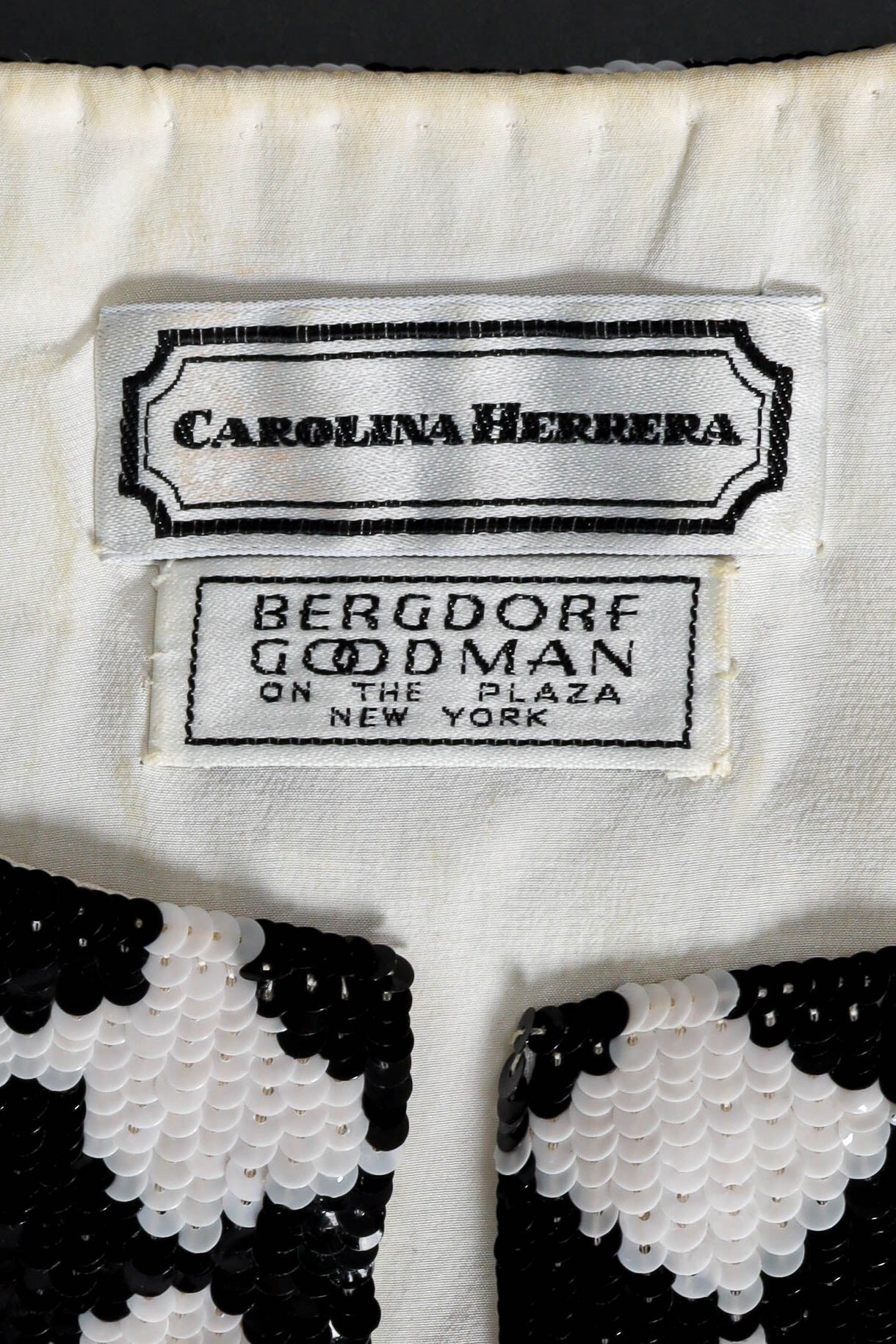 Vintage Carolina Herrera Sequin Checker Bolero tag @ Recess LA