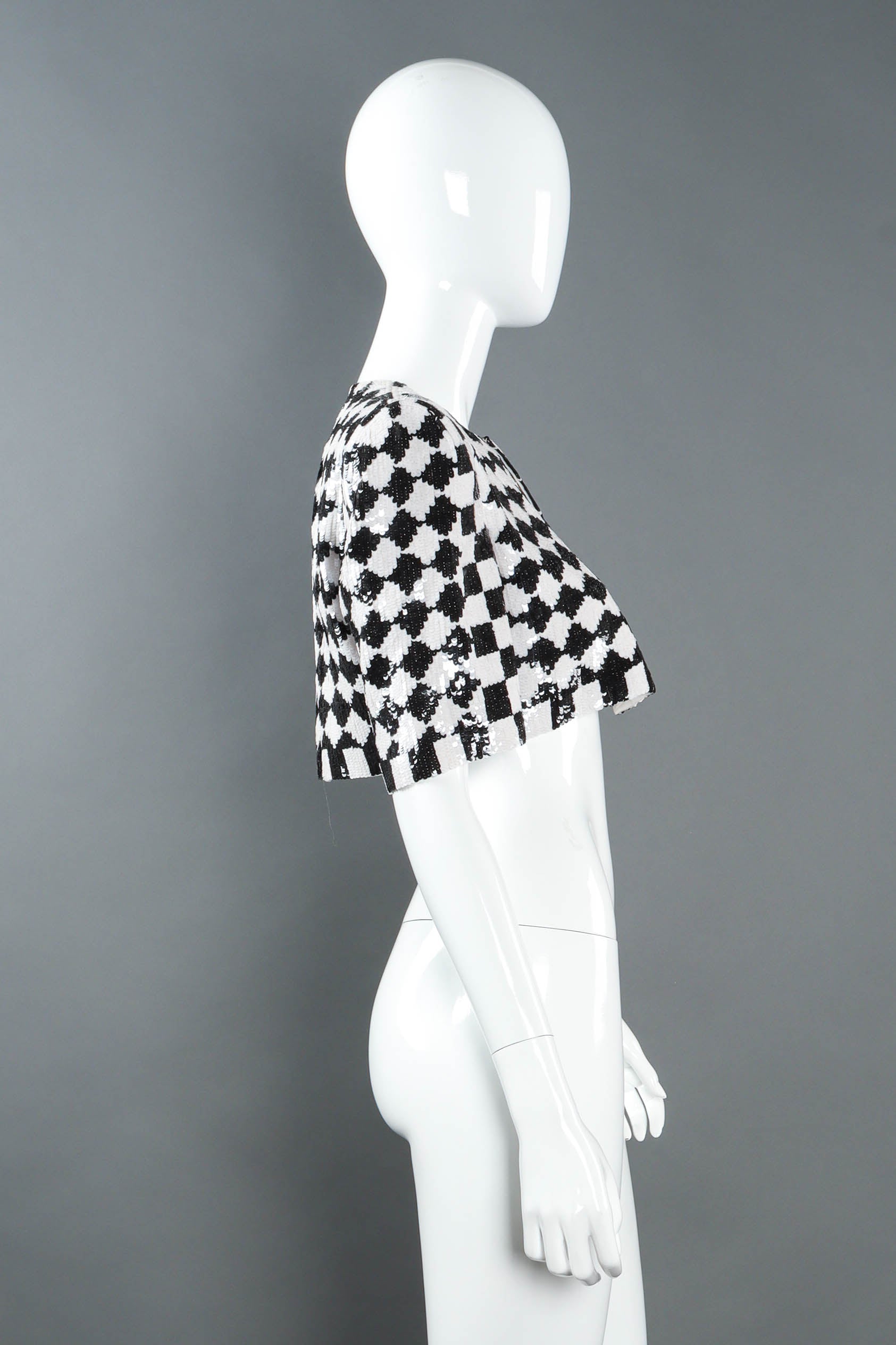 Vintage Carolina Herrera Sequin Checker Bolero on mannequin side @ Recess LA